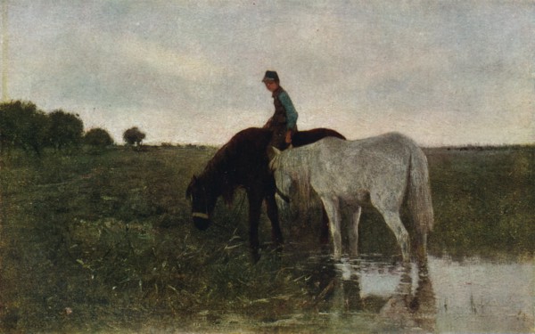 Watering Horses, 1871, (1913). Artist: Anton Mauve