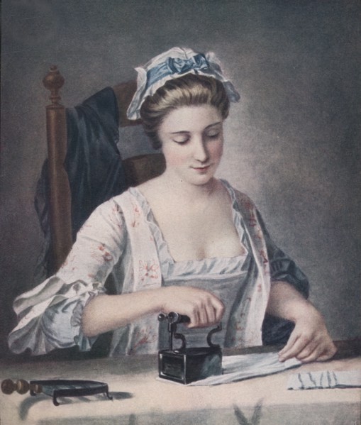 A Laundry Maid Ironing, c1765, (1905). Artist: Henry Robert Morland