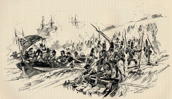 Landing of Sir Ralph Abercromby and British Forces at Alexandria, 1801, (1884) Artist: Unknown