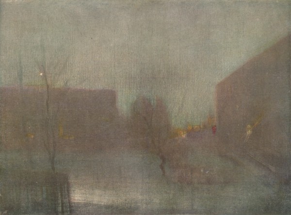 'Nocturne Trafalgar Square Chelsea Snow', 1876 (1903-1904).  Artist: James Abbott McNeill Whistler.