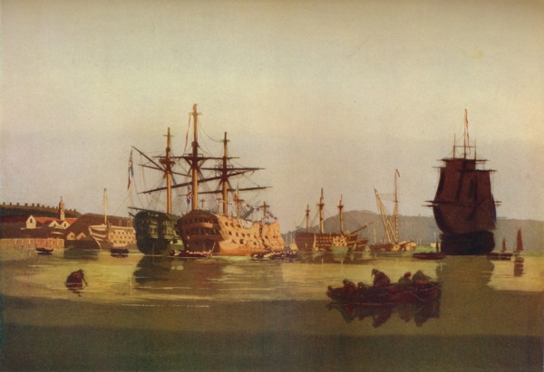 'HMS Revenge and French Prize Hulk', c1850. (1930). Artist: Geoffrey Sneyd Garnier.