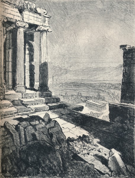 'Temple of Theseus from the Acropolis', c1913. Artist: Joseph Pennell.