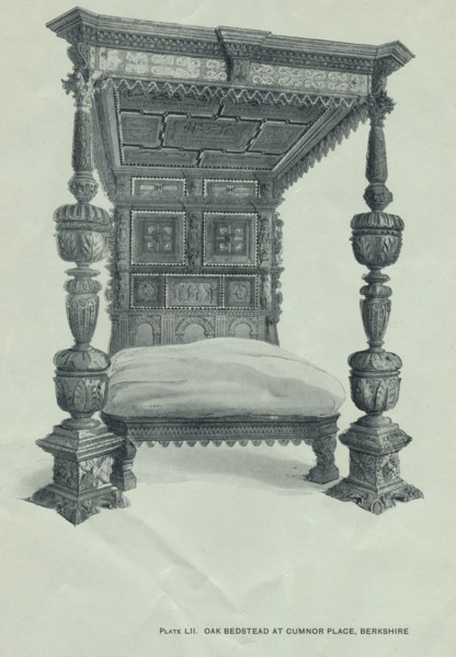 Oak bedstead at Cumnor Place, Berkshire, 1915. Artist: Unknown.