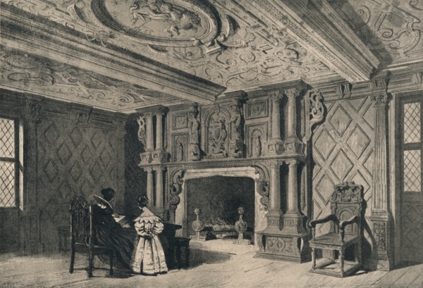 The drawing-room, Park Hall, Shropshire, 1915. Artist: Unknown.