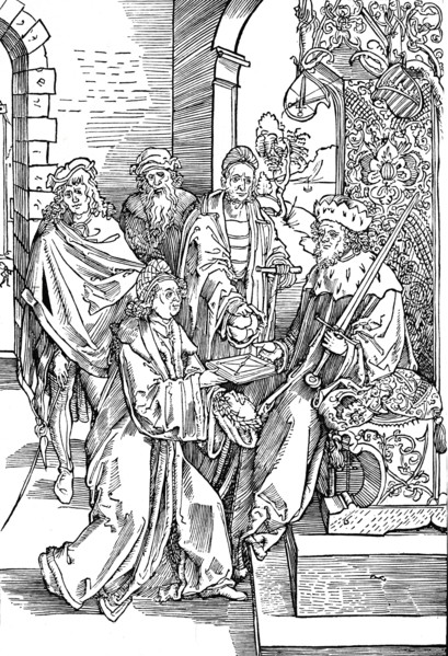 'Celtes Presenting His Book to the Elector of Saxony', 1501 (1906). Artist: Albrecht Durer.