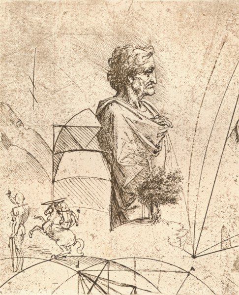 Drawing of a bust and minor sketches, c1472-c1519 (1883). Artist: Leonardo da Vinci.