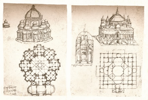 Two drawings of churches, c1472-c1519 (1883). Artist: Leonardo da Vinci.