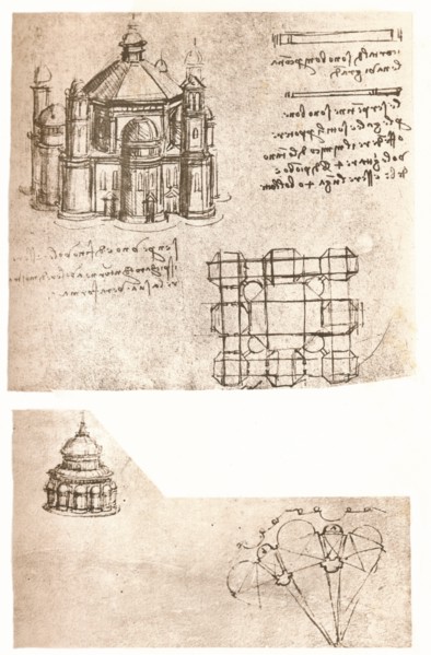 Two drawings of churches, c1472-c1519 (1883). Artist: Leonardo da Vinci.