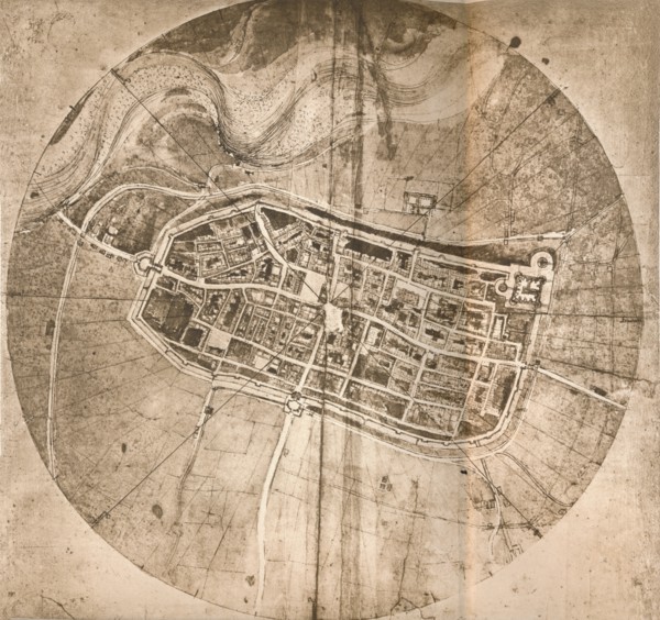 A map representing the town of Imola, Italy, c1472-c1519 (1883). Artist: Leonardo da Vinci.