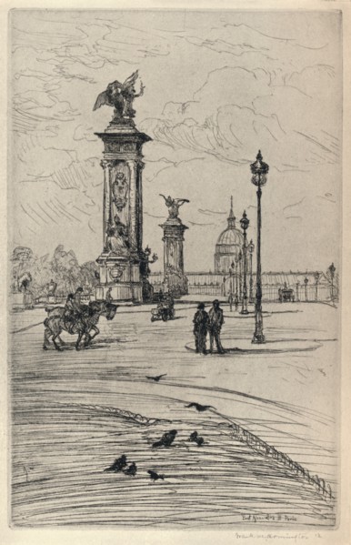 'The Pont Alexandre III', 1915. Artist: Frank Milton Armington.