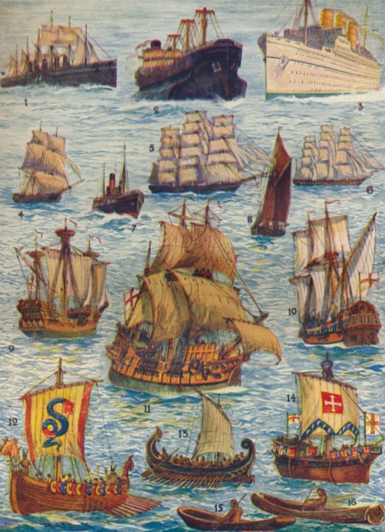 'Ships of many kinds and many centuries', c1934. Artist: Unknown.