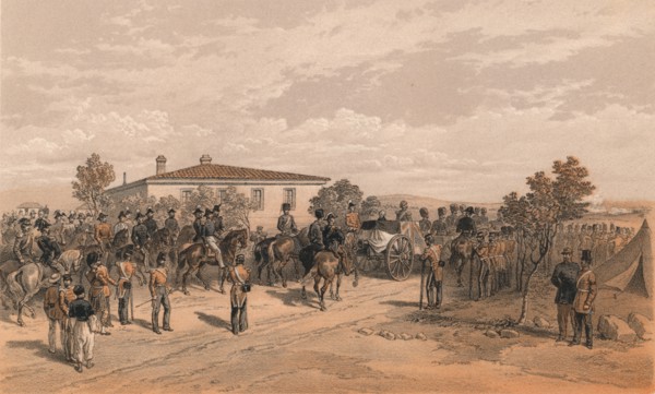 'The Funeral Cortege of Lord Raglan Leaving Head Quarters', 1856. Artist: Thomas Picken.