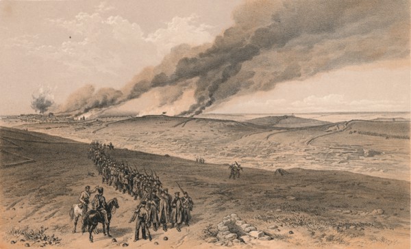 'Redan and Advanced Trenches of British Right Attack', 1856. Artist: Thomas Picken.