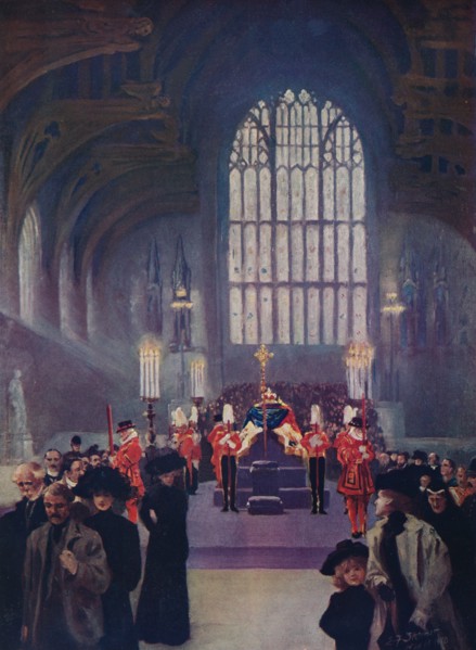 The homage of his people: King Edward's lying in state, Westminster Hall, May 16-19, 1910 (1911). Creator: Edward Frederick Skinner.