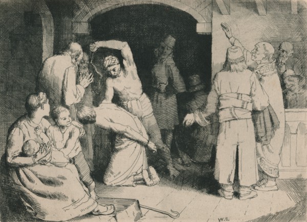'The Scourging of Faithful', c1916. Artist: William Strang.