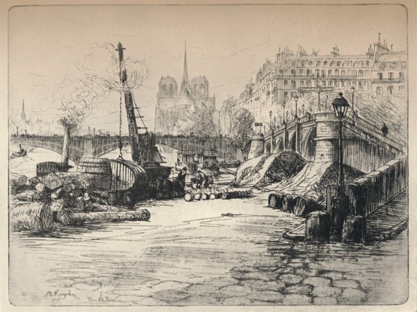 'Notre-Dame and the Quai de Bethune', 1915. Artist: AR Kempken.