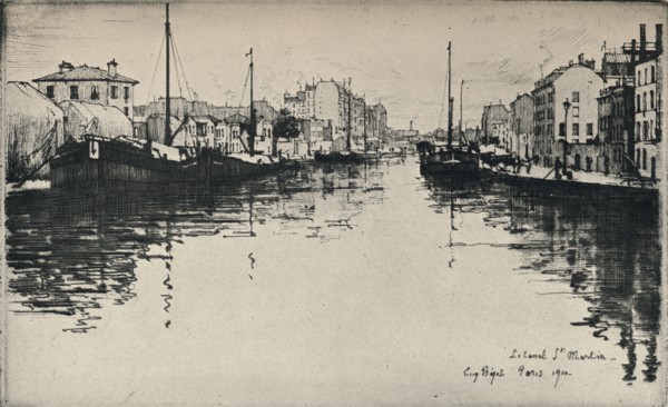 'The Canal St Martin', 1915. Artist: Eugene Bejot.
