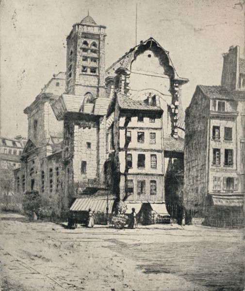 'Church of St Nicholas-du-Chardonnet', 1915. Artist: George T Plowman.