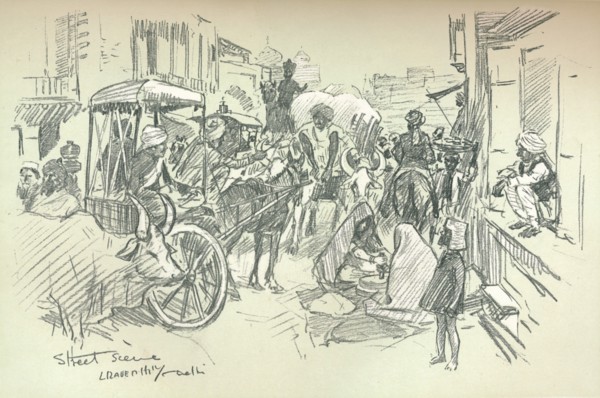'A Street Scene in Delhi', c1903. Artist: Leonard Raven-Hill.