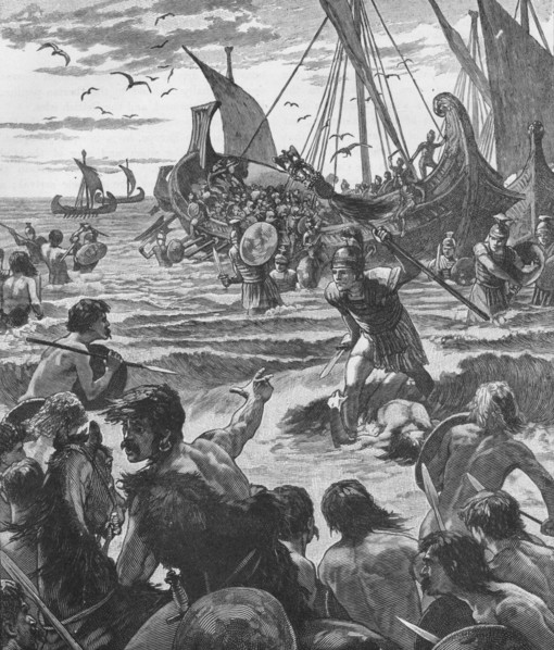 Landing of the Romans on the coast of Kent, 43 (1905). Artist: Unknown.