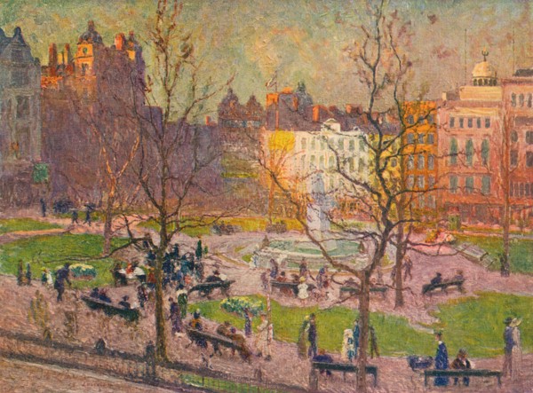 'March Sunshine, Leicester Square', c1914. Artist: Emile Claus.