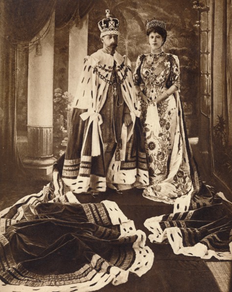 King George V and Queen Mary crowned and robed for the Delhi Durbar, 1911 (1935).  Artist: Unknown.