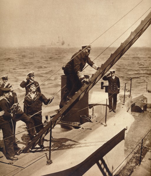 King George V afloat with his Navy, c1910s (1935). Artist: Unknown.