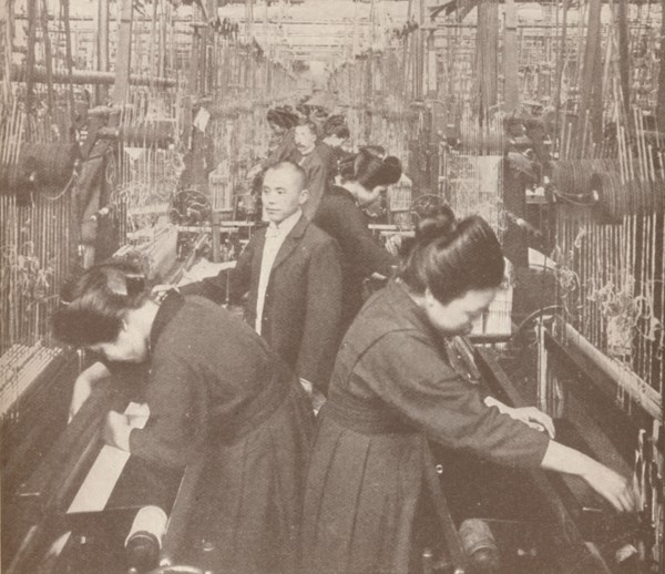 The busy interior of a flourishing silk factory in Japan, 1907. Artist: Unknown.
