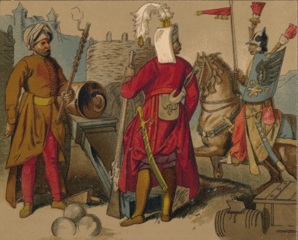 'Russian Strelitzi and Turkish Guards of the 17th Century - Artilleryman, Janissary, Spahioglan', c1 Artist: Unknown.
