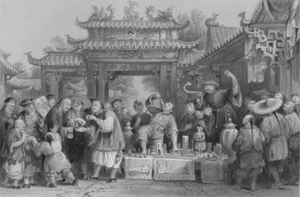 'An Intinerant Doctor at Tien-sing', 1843. Artist: P Lightfoot.