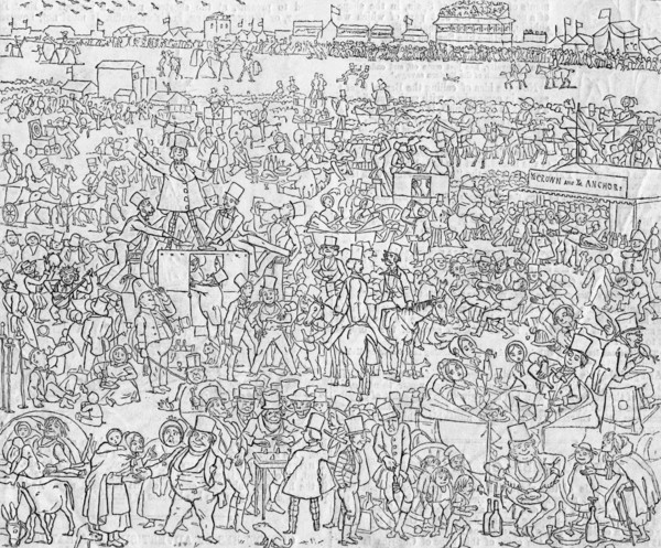 'Manners and Customs of ye Englyshe in 1849: A View of Epsom Downe on ye Derbye Daye', 1849. Artist: Richard Doyle.