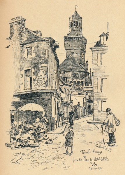 'Tour de l'Horloge, Vire', c1893. Artist: Bernard Partridge.