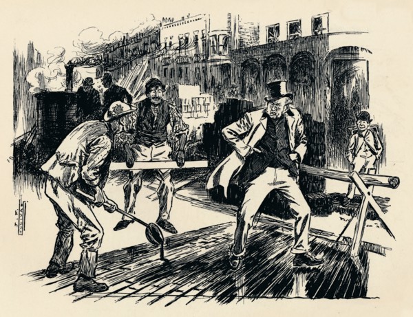 'Roads up as usual', c1900. Artist: James Frank Sullivan.
