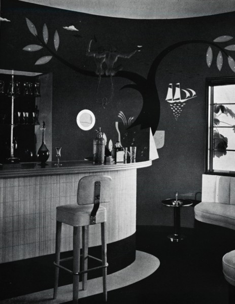 'The Bar in Mr. and Mrs. Joe Penner's house, Beverly Hills, California', c1939. Artist: Stuart O'Brien.
