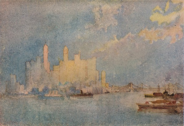 'New York From The Sound', c1913. Artist: William Monk.