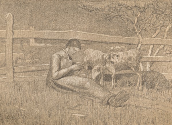 'The Shepherdess', c1888. Artist: Giovanni Segantini.