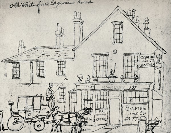 'The Old White Lion, Edgware Road', c1821. Artist: James Pollard.