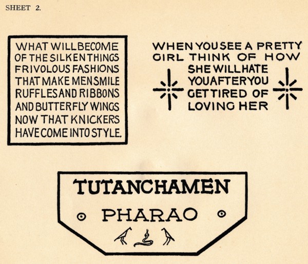 Sheet 2, from a portfolio of alphabets, 1929. Artist: Unknown.