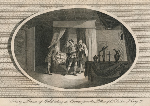 Henry, Prince of Wales taking the Crown from the pillow of his father Henry IV, 1413 (1793). Artist: Unknown.