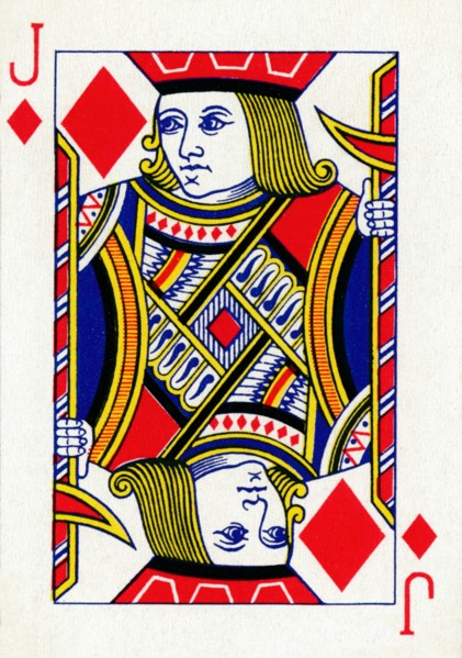 Jack of Diamonds from a deck of Goodall & Son Ltd. playing cards, c1940. Artist: Unknown.