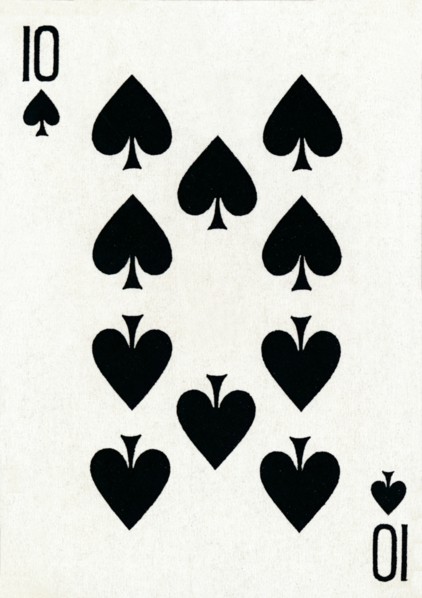 10 of Spades from a deck of Goodall & Son Ltd. playing cards, c1940. Artist: Unknown.