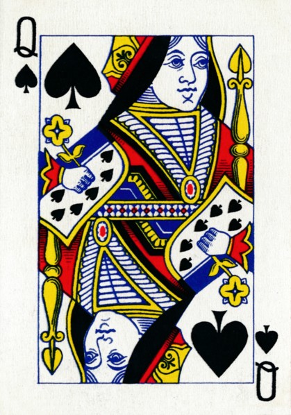 Queen of Spades from a deck of Goodall & Son Ltd. playing cards, c1940. Artist: Unknown.