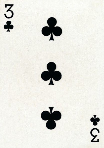 3 of Clubs from a deck of Goodall & Son Ltd. playing cards, c1940. Artist: Unknown.
