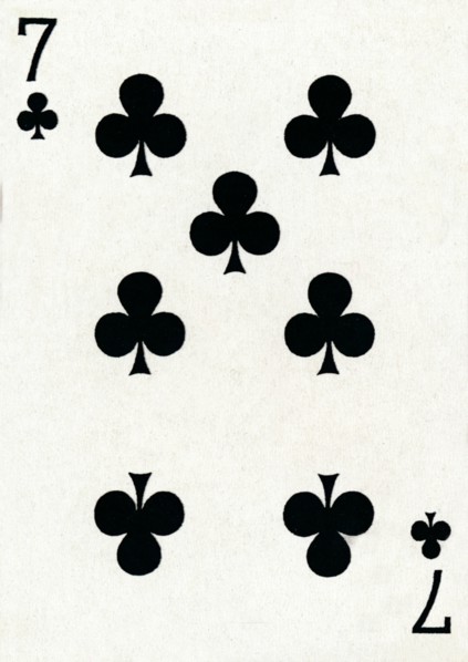 7 of Clubs from a deck of Goodall & Son Ltd. playing cards, c1940. Artist: Unknown.