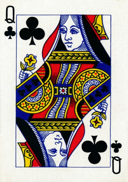 Queen of Clubs from a deck of Goodall & Son Ltd. playing cards, c1940. Artist: Unknown.