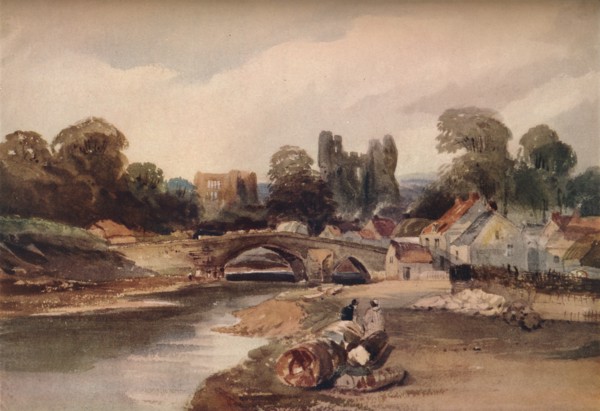 'A Village on a River, with Bridge and Ruins', c1824. Creator: Peter de Wint.