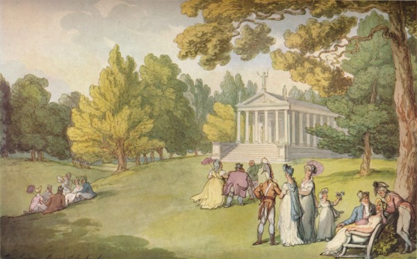 'The Gardens at Stowe House, Bucks', c1785. Artist: Thomas Rowlandson.
