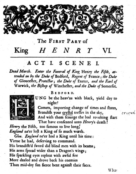 'King Henry VI. Act 1. Scene 1', c1723, (1946). Artist: Unknown.