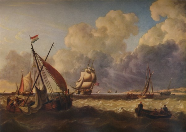'Fishing Boats off the Dutch Coast', 1823. Artist: Charles Martin Powell.
