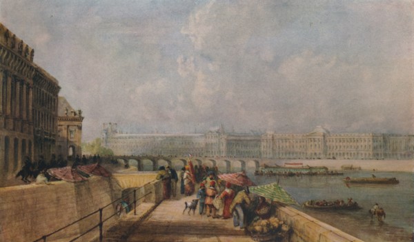 'The Pont des Arts and the Louvre from the Quai Conti', c1849. Artist: David Cox the elder.